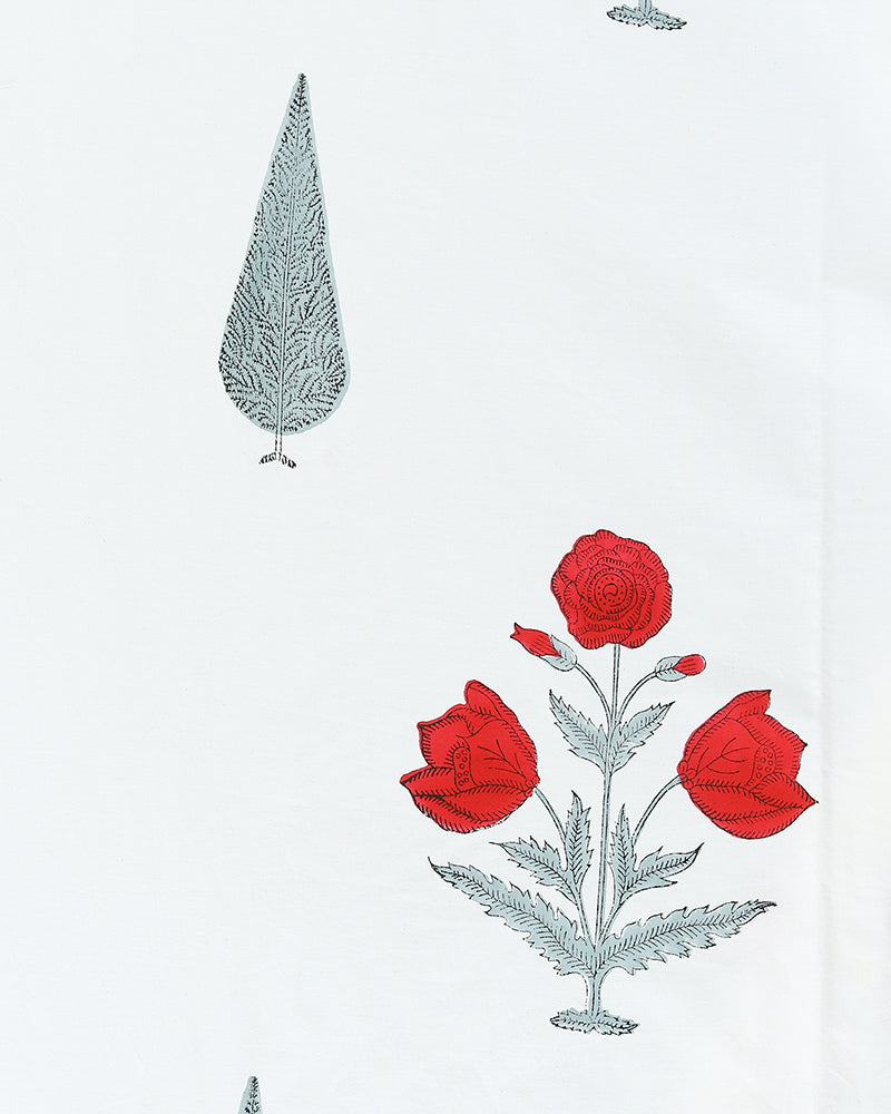 Jaipur Handblock Printed 100% Premium Cotton King Bed Sheet Set with Coordinated Pillow Covers