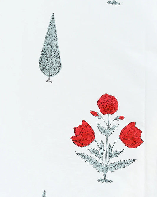 Jaipur Handblock Printed 100% Premium Cotton King Bed Sheet Set with Coordinated Pillow Covers