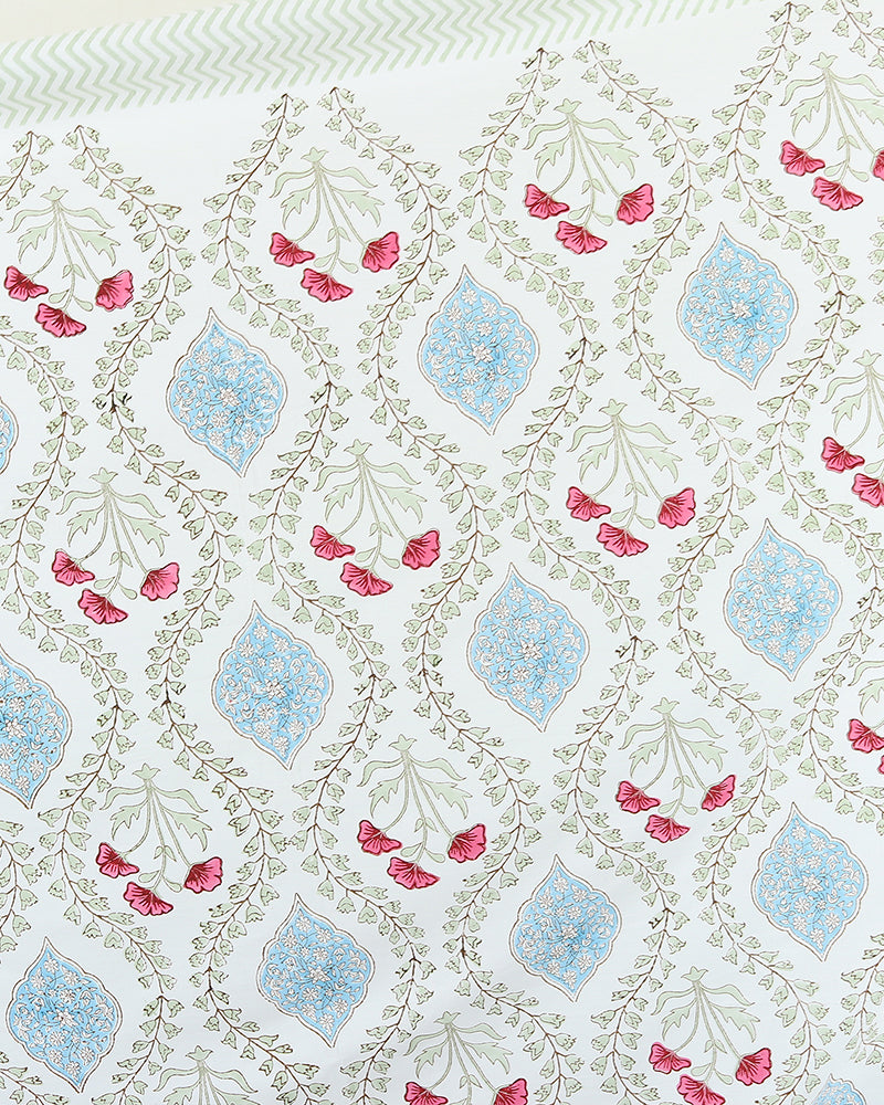 Elegant Jaipur Handblock Printed 100% Premium Cotton King Size Bed Sheet with 2 Pillow Covers