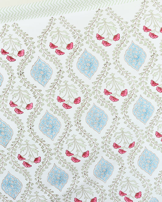 Elegant Jaipur Handblock Printed 100% Premium Cotton King Size Bed Sheet with 2 Pillow Covers