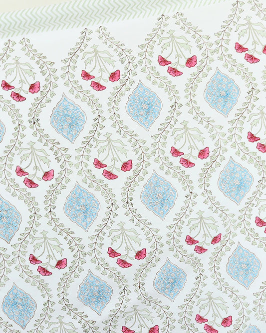 Elegant Jaipur Handblock Printed 100% Premium Cotton King Size Bed Sheet with 2 Pillow Covers