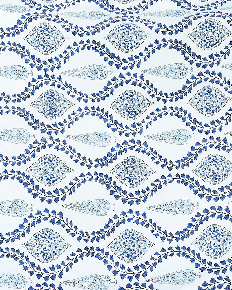 Handcrafted Jaipur Handblock Printed 100% Premium Cotton King Bed Sheet with Coordinated Pillow Covers