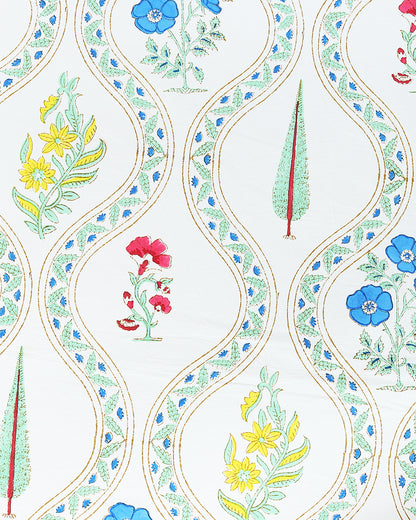 Vibrant Jaipur Handblock Printed 100% Premium Cotton King Bed Sheet with 2 Pillow Covers