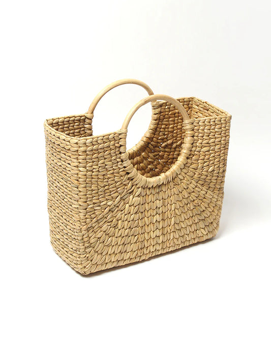 Classic Seagrass Shopping Basket & Cane Handle Tote