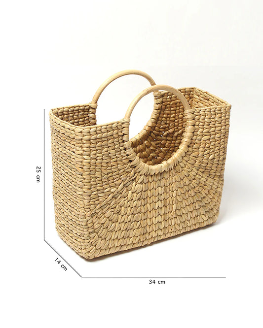 Classic Seagrass Shopping Basket & Cane Handle Tote