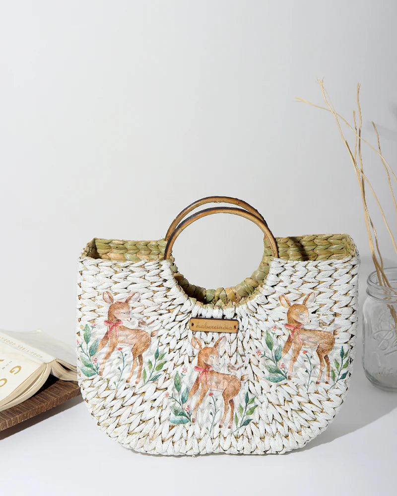 Handwoven U Shape Tote for Beach, Shopping & Storage Needs