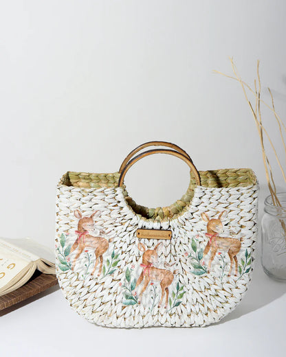 Handwoven U Shape Tote for Beach, Shopping & Storage Needs