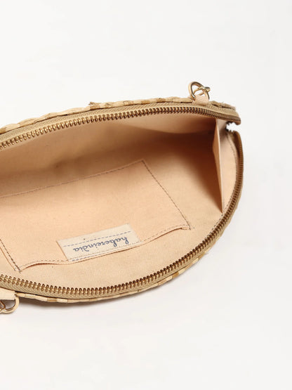 Pochette en paille | Pochette demi-lune | Sac en bandoulière