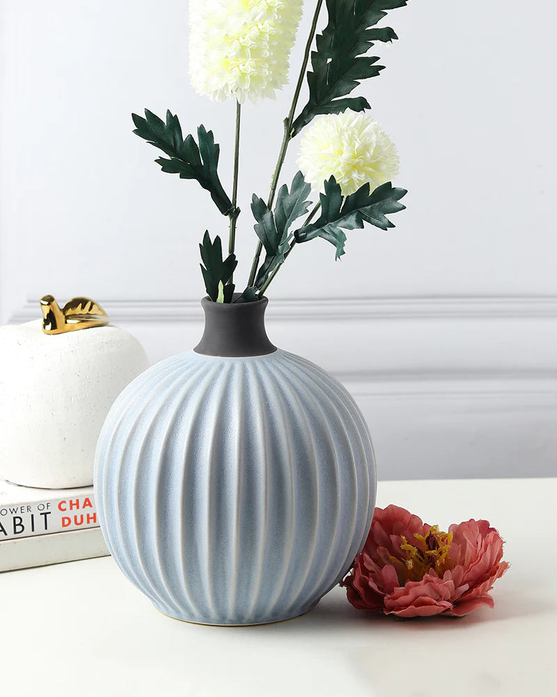 Curved Ceramic Vase for Minimalist Room Decor