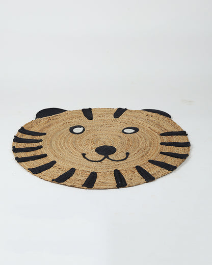 Jute Round Floor Mats | Jute Carpet for Living Room | Tiger Rug - White, 3Ft