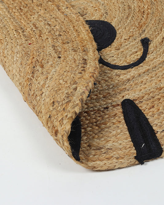 Jute Round Floor Mats | Jute Carpet for Living Room | Tiger Rug - White, 3Ft