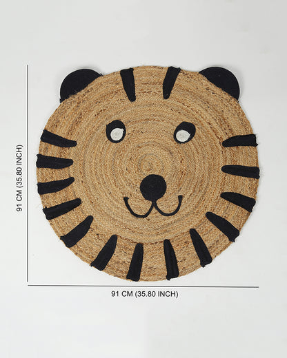 Jute Round Floor Mats | Jute Carpet for Living Room | Tiger Rug - White, 3Ft