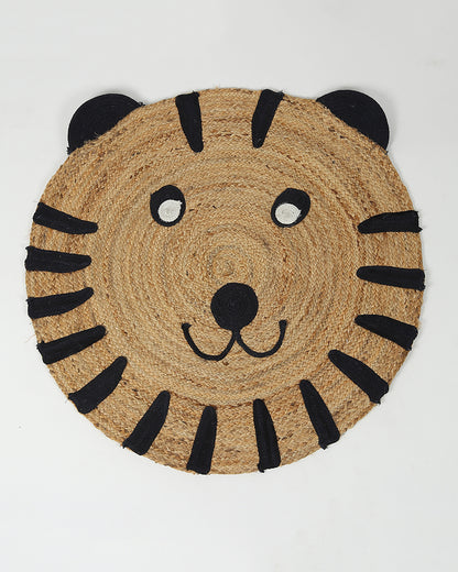 Jute Round Floor Mats | Jute Carpet for Living Room | Tiger Rug - White, 3Ft
