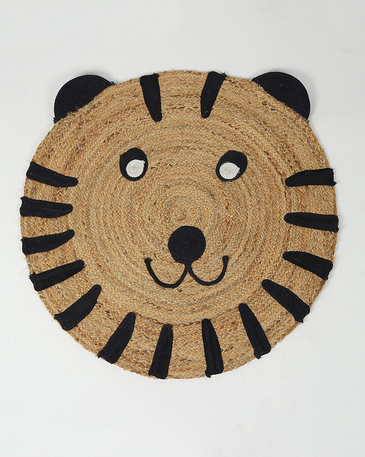 Jute Round Floor Mats | Jute Carpet for Living Room | Tiger Rug - White, 3Ft