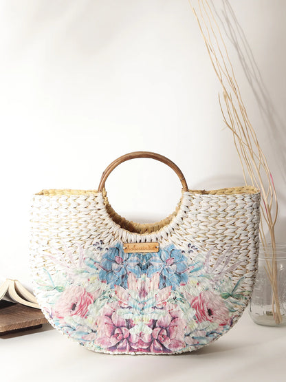 Seagrass U-Shape Tote Bag for Shopping, Storage & Picnic Days