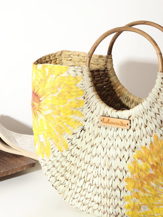Handwoven Seagrass Beach Tote for Shopping, Storage & Markets