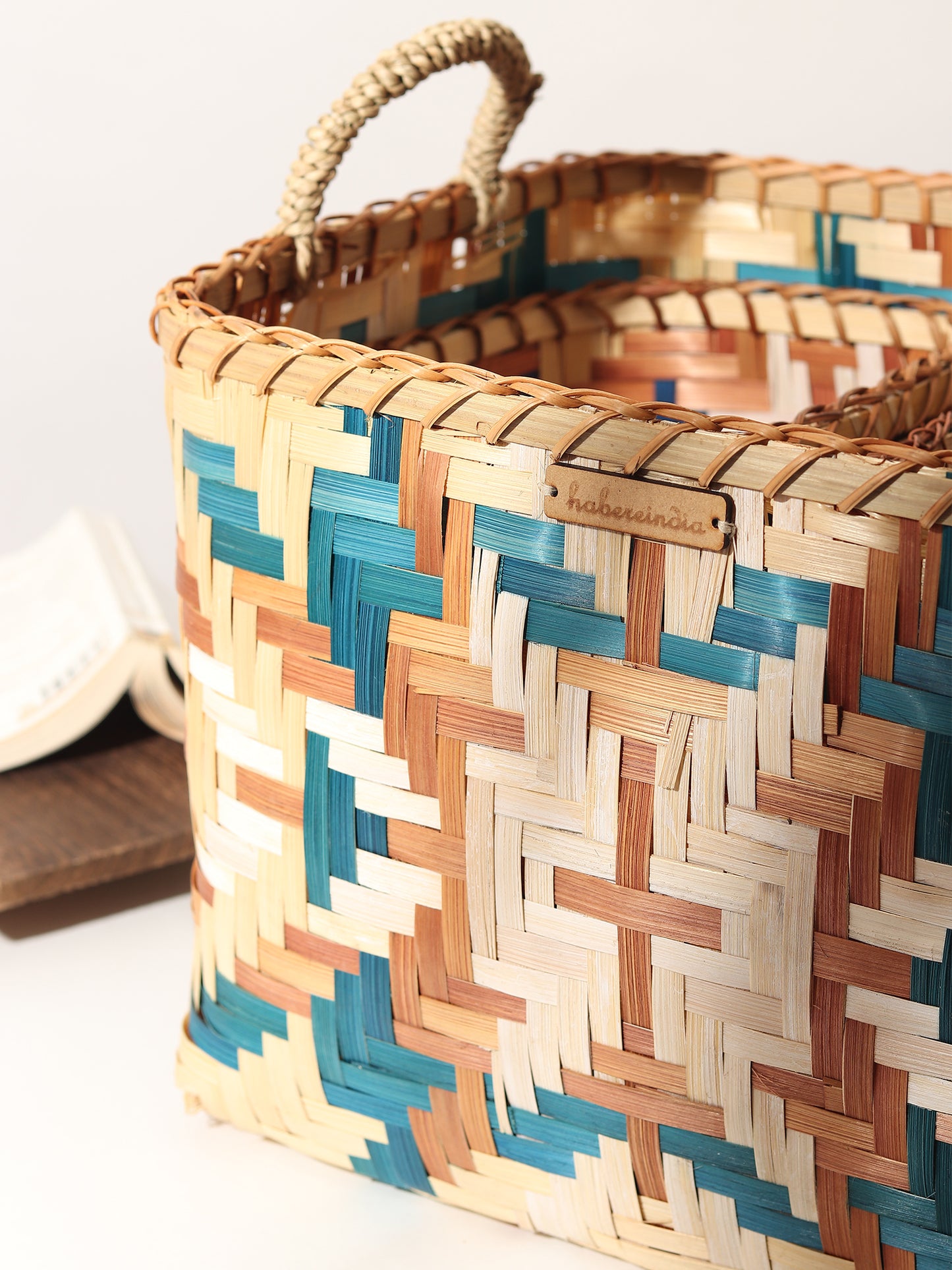 Bamboo Storage Basket | Shelf Baskets with Handle Set of 3