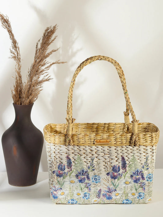 Natural Handwoven Tote Bag for Shopping, Picnic & Storage