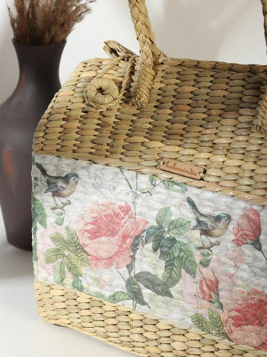 Handwoven Seagrass Gift Hamper Basket for Picnic, Travel & Food Carry