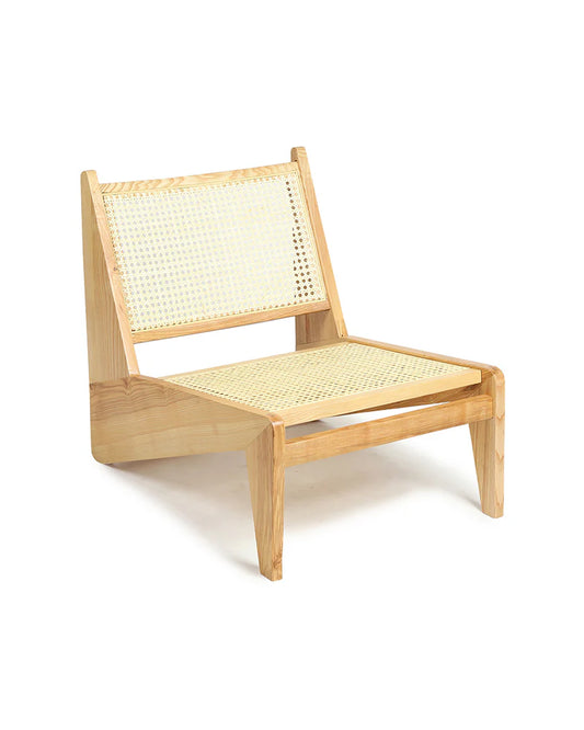 Cane Webbing Lounge Chair for Living Room, Balcony, and Indoor Seating