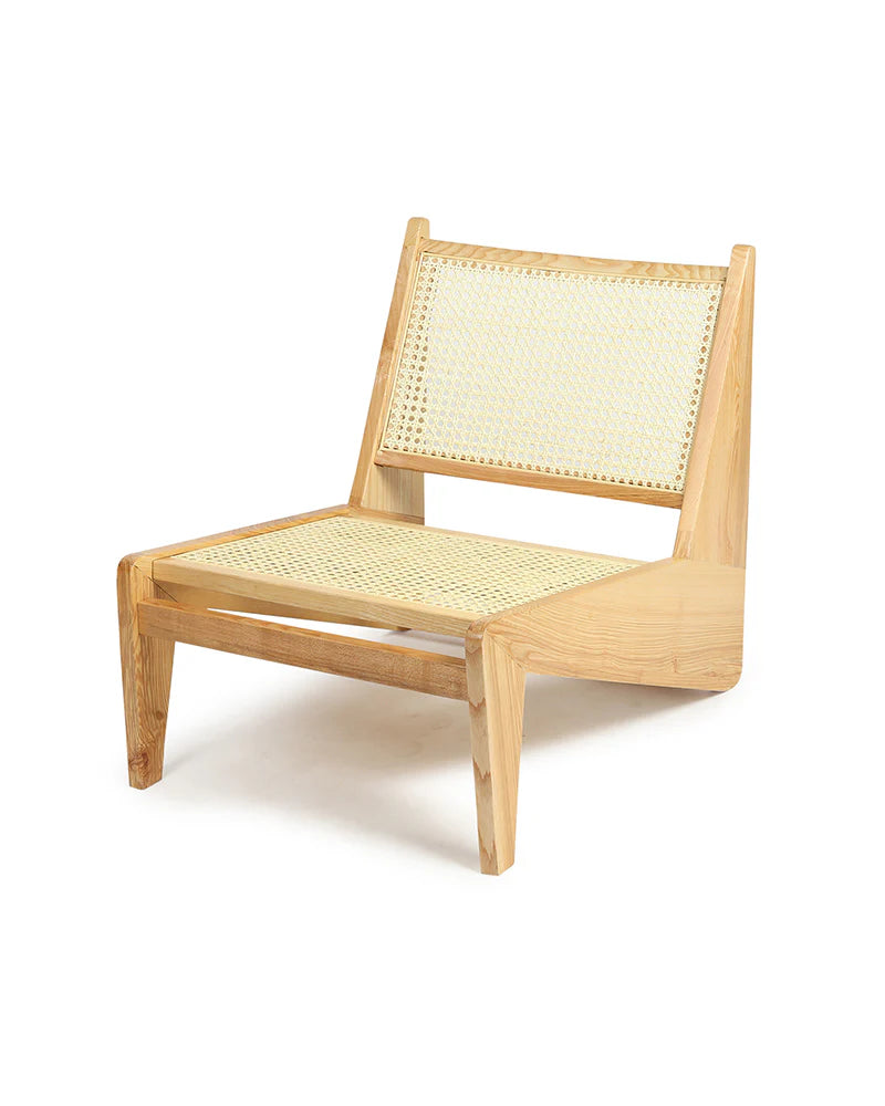 Cane Webbing Lounge Chair for Living Room, Balcony, and Indoor Seating