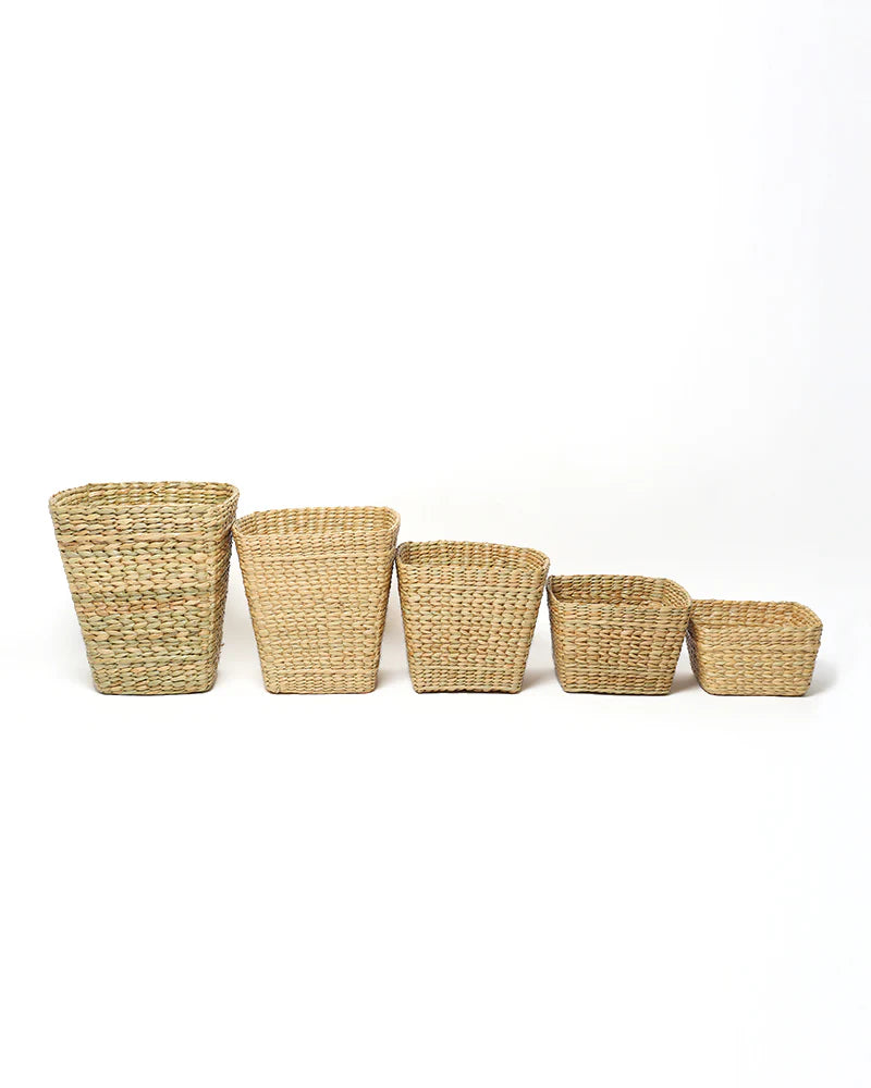 Handwoven Seagrass Dustbin Set of 5 for Stylish, Eco-Friendly, and Organized Home and Office Use
