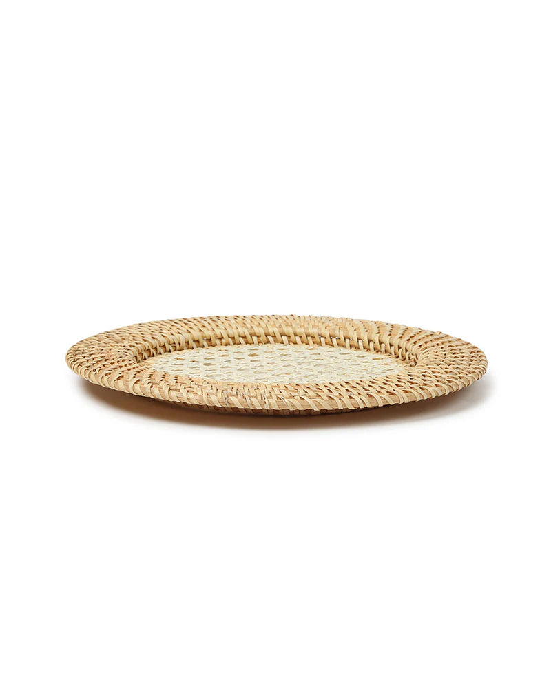 Round Decorative Cane Plate Mats for Meals, Home Decor, and Table Setting