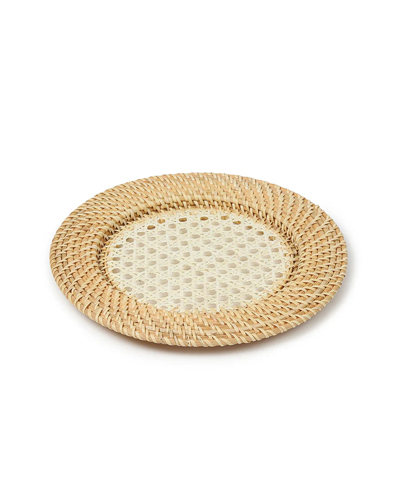 Round Decorative Cane Plate Mats for Meals, Home Decor, and Table Setting