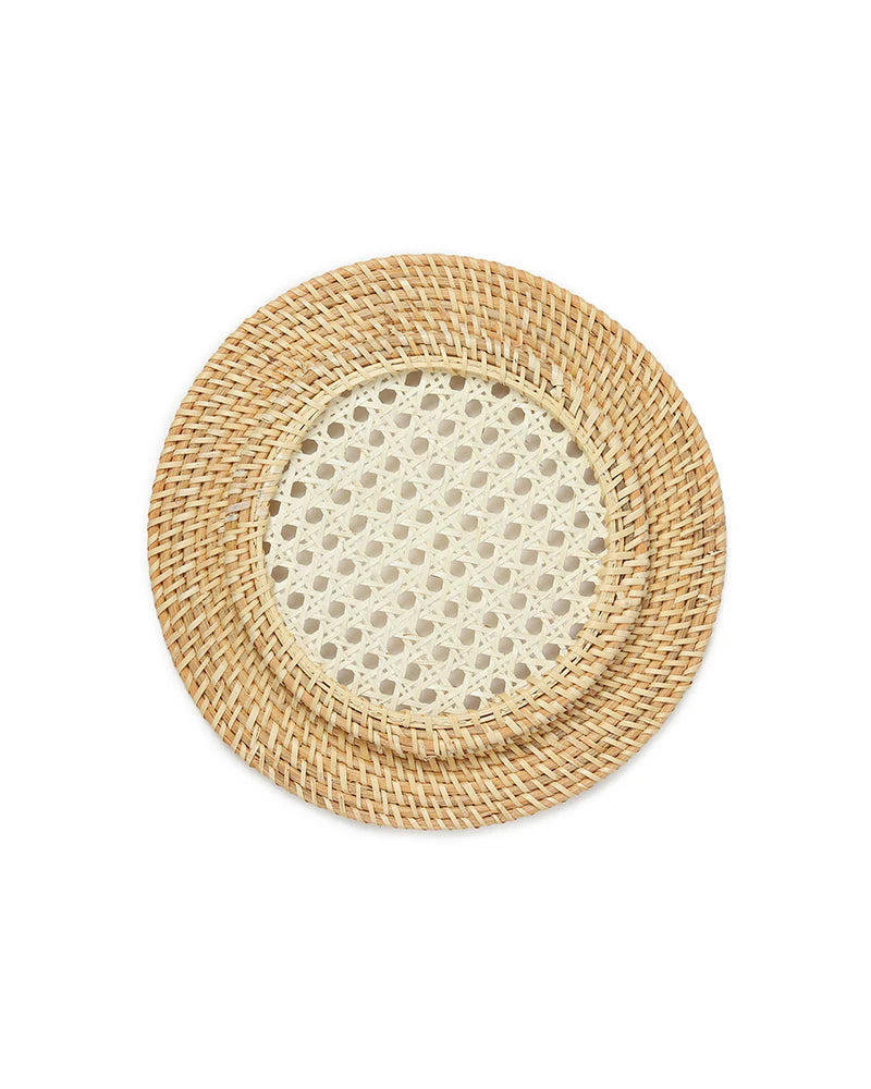 Round Decorative Cane Plate Mats for Meals, Home Decor, and Table Setting