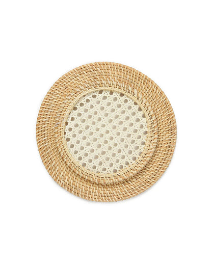 Round Decorative Cane Plate Mats for Meals, Home Decor, and Table Setting