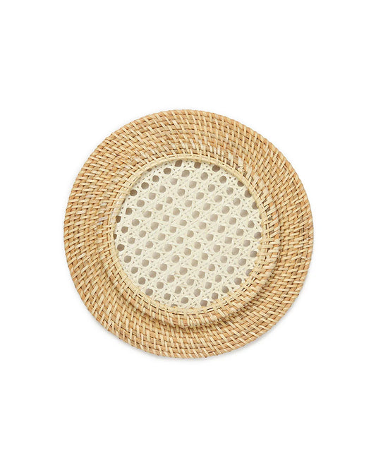 Round Decorative Cane Plate Mats for Meals, Home Decor, and Table Setting
