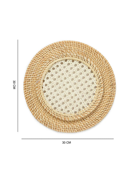 Round Decorative Cane Plate Mats for Meals, Home Decor, and Table Setting