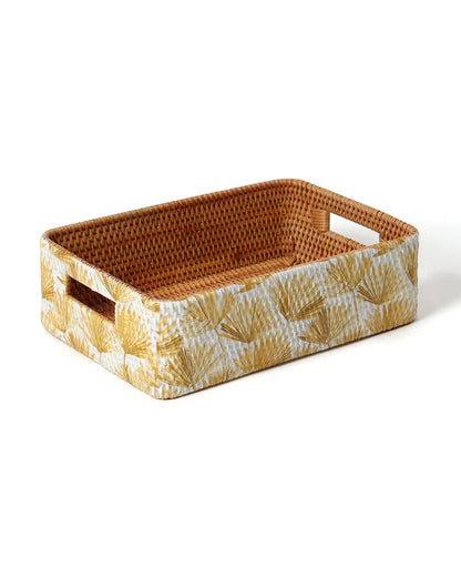 Multi Purpose Rattan Tray for Storage Serving and Home Decoration