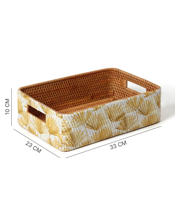 Multi Purpose Rattan Tray for Storage Serving and Home Decoration
