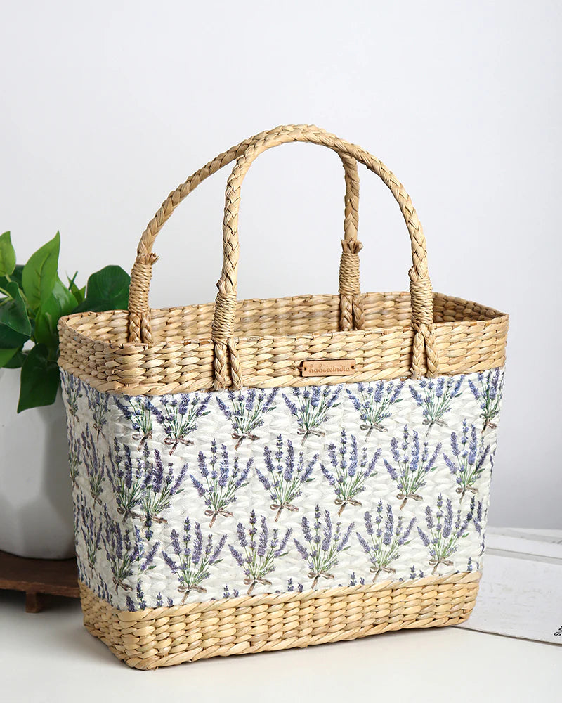 Handmade Seagrass Shopping Basket for Storage, Beach & Travel