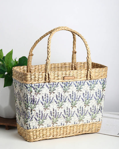 Handmade Seagrass Shopping Basket for Storage, Beach & Travel