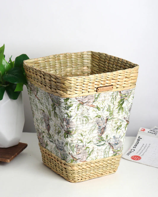 Natural Seagrass Waste Bin for Living Room, Bedroom and Office