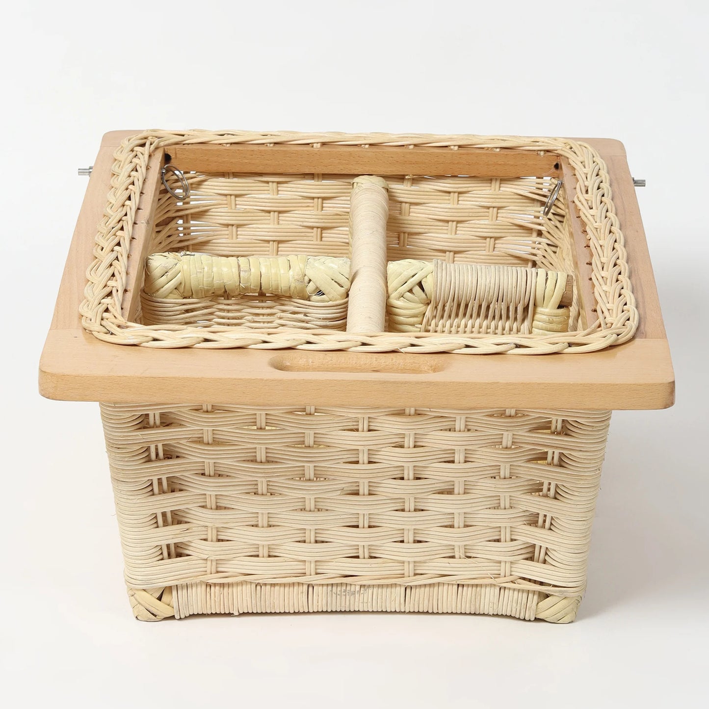 Wicker Modular Kitchen Basket with Double Compartments for Pantry and Drawer Organization