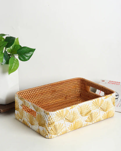 Multi Purpose Rattan Tray for Storage Serving and Home Decoration