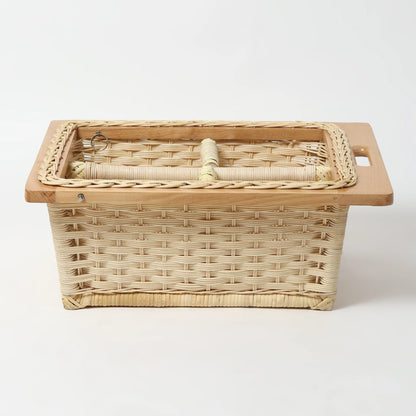 Wicker Modular Kitchen Basket with Double Compartments for Pantry and Drawer Organization