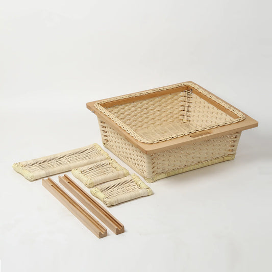 Handwoven Wicker Pull-Out Kitchen Basket with Double Partition for Organized Storage