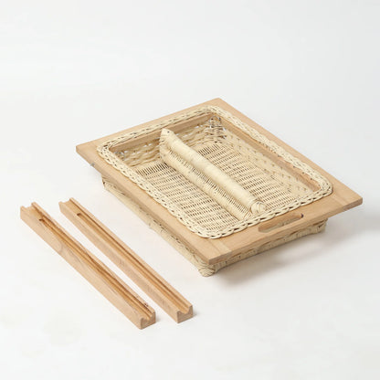 Rustic Wicker Pull-Out Storage Basket with Partition for Kitchen and Home Use