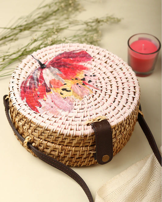 Sac à bandoulière rond en rotin