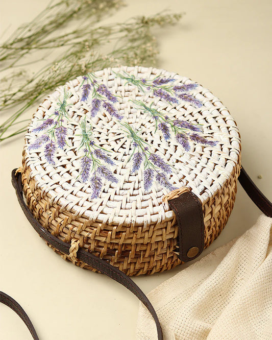Sac à bandoulière rond en rotin