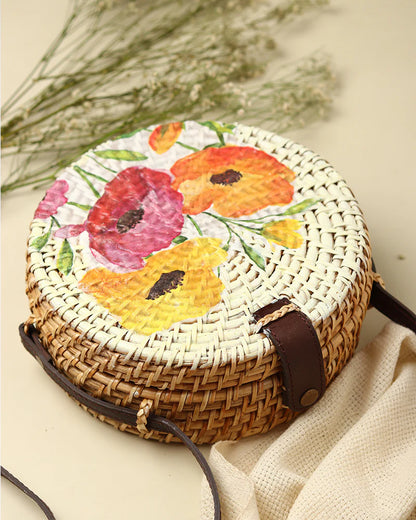 Sac à bandoulière rond en rotin