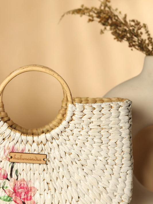 Handmade Seagrass U-Shape Tote Bag for Shopping, Storage & Everyday Use