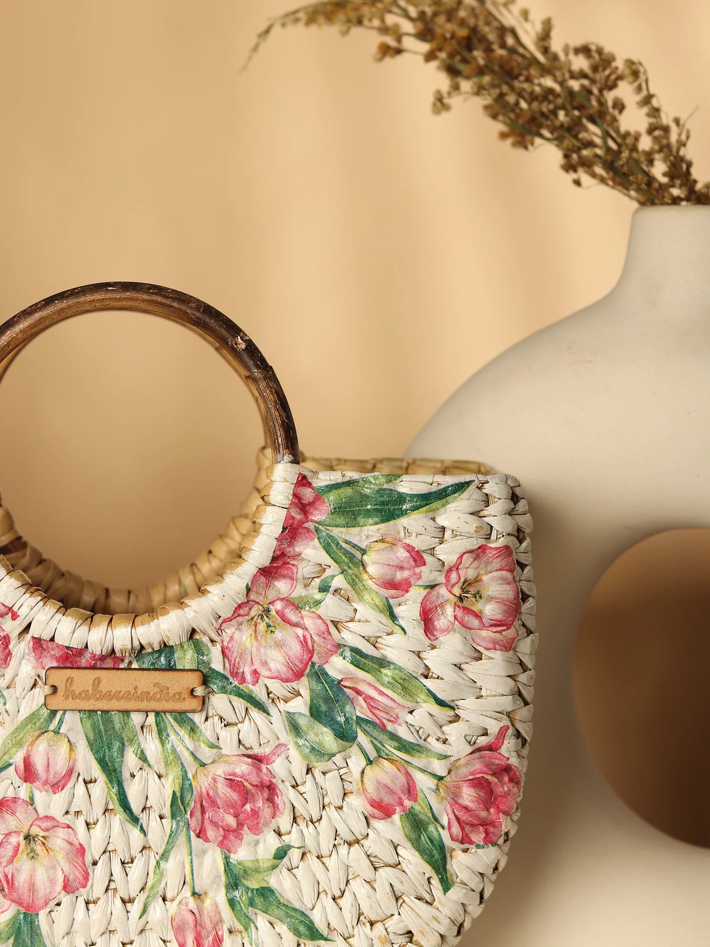 Handwoven Seagrass Half Moon Beach Bag, Women Handbag