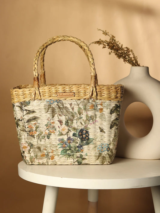 Handmade Seagrass Basket Bag for Shopping, Storage & Travel