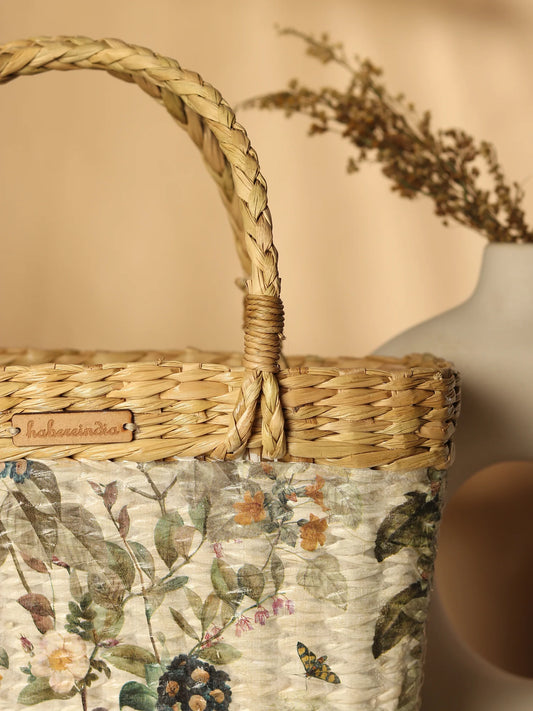 Handmade Seagrass Basket Bag for Shopping, Storage & Travel
