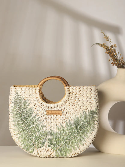 Handwoven Seagrass Half Moon Tote Bag